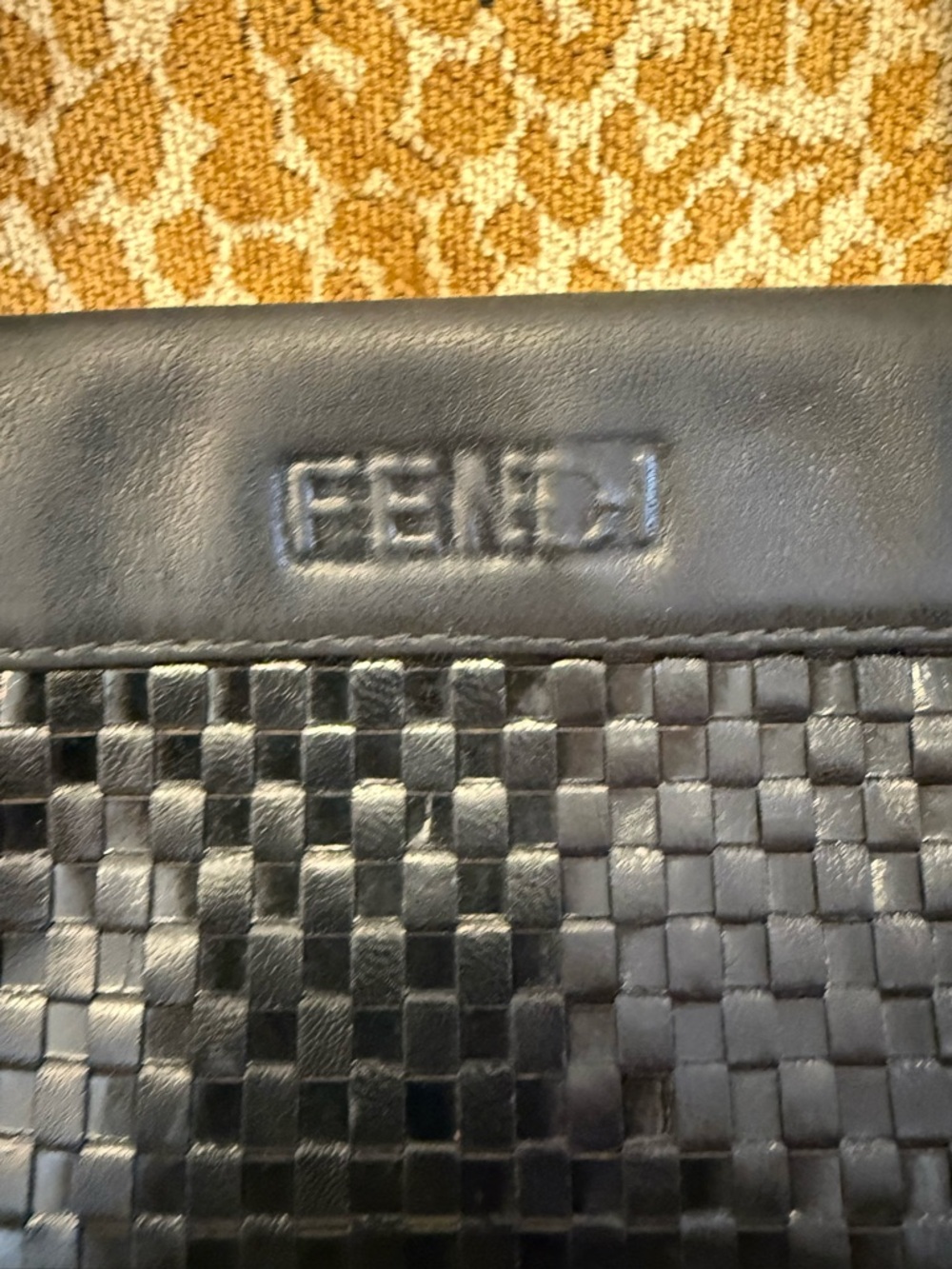 💯Auth FENDI Black Woven Leather Shoulder Bag w Braided handle & Gold hardware - Picture 2 of 10
